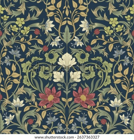Retro pattern. Pastel multicolored tapestry. Seamless floral pattern.
