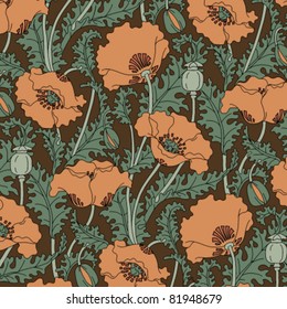 Retro pattern with poppies