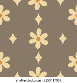 Retro pattern of the seventies. Vintage pattern. Vintage vector pattern. Pattern with flowers and shapes.