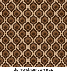 Retro pattern in the shape of brown peacock feathers. on the fabric surface. wall paper background 
