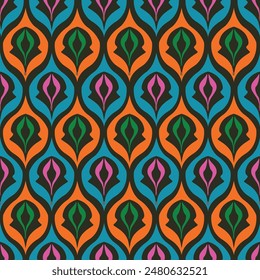 Retro pattern in the shape of brown peacock feathers. on the fabric surface. wall paper background