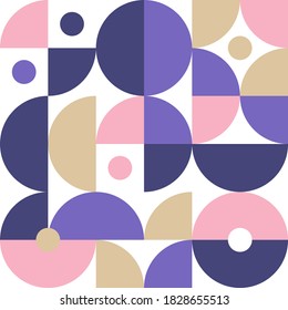 Retro pattern in style of 60s, 70s. Bauhaus seamless color geometric background. Pattern with circles. Geometric shapes for posters and covers