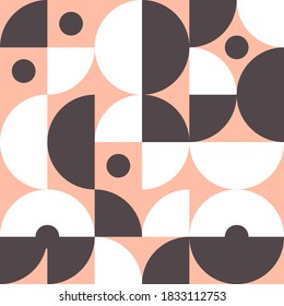 Retro-Muster im Stil der 60er, 70er. Bauhaus nahtloser, geometrischer Hintergrund. Muster mit Kreisen. Geometrische Formen für Poster und Deckel