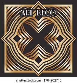 Retro pattern in the style of Gatsby. Art deco geometric gold background. Decoration for vintage parties: invitations, posters, flyers, booklets, cards. Vector illustration