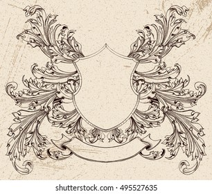 Retro pattern, vintage coat of arms, heraldry vector design art 