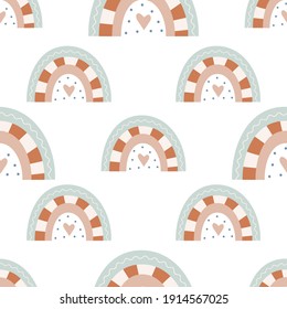 Retro pattern for vintage design of wrapping paper – boho rainbow. Seamless vector illustration for packaging. Pattern is cut, no clipping mask.