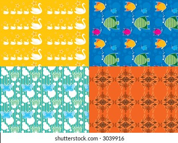 Retro patterns, seamless, vector illustration