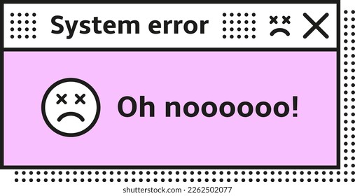 Retro pc interface window. System erroe message