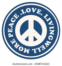 retro peace love vintage sticker illustration