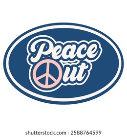 retro peace out vintage sticker illustration