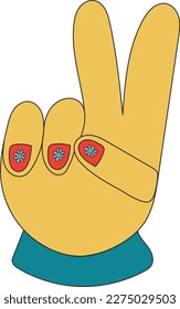 Retro peace sign hand drawn illustration