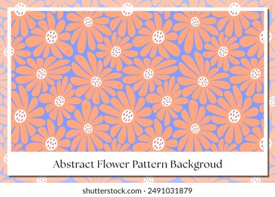 retro peach flowers pattern background for print wrapping, banner, card. abstract flowers pattern. doodle colorful flower.  floral botanical seamless pattern blue background. cute flower pattern
