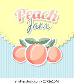 Retro peach jam label with title on striped background