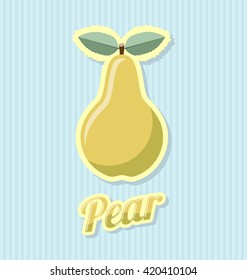 Retro pear with title on striped background
