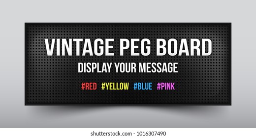 Retro peg board with customizable design. Classic banner for your projects or advertising. Banner, vintage billboard or signboard. Cinema or theatre signage for ads.