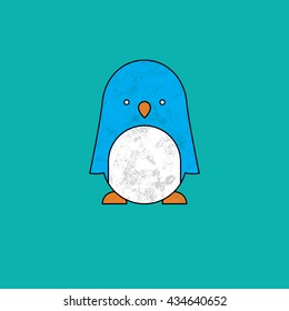 Retro penguin standing.