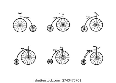 retro penny farthing icon line art vector outline illustration isolated