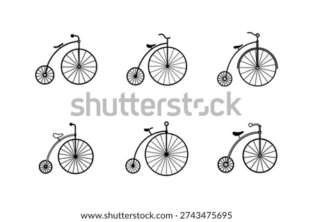 retro penny farthing icon line art vector outline illustration isolated