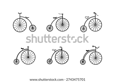 retro penny farthing icon line art vector outline illustration isolated