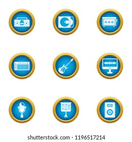 Retro performance icons set. Flat set of 9 retro performance vector icons for web isolated on white background