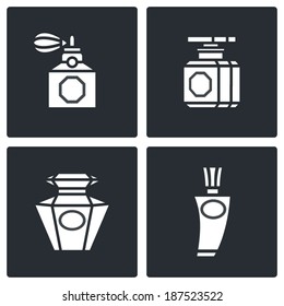 retro perfume icons set 