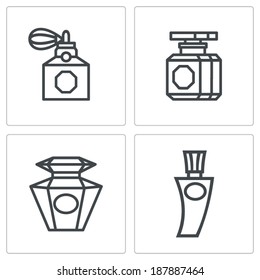 retro perfume icons set 