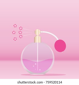 Retro perfume, retro perfume vaporizes the floral scent. Flat design, vector illustration, vector.