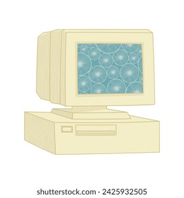 Retro Personal Computer - Hand gezeichnete Vektor-Illustration.