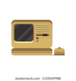 Retro personal computer, vintage PC vector Illustration on a white background