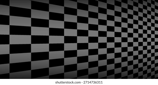 Escenario de fondo de perspectiva retro con un piso a cuadros en blanco y negro, con estilo de tablero de ajedrez vintage. Desvaneciéndose desvaneciendo textura de tablero de ajedrez. Superficie de patrón de Ilustración vectorial Abstractas