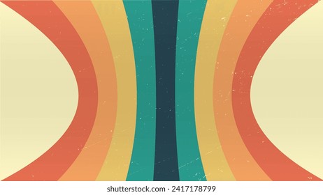 retro perspective lines rainbow background. Vintage grunge colourful stripes banner