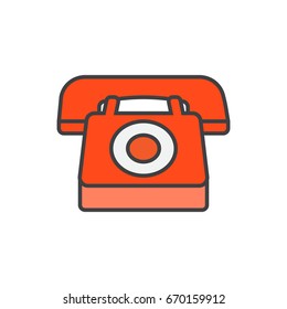 Retro phone flat line icon.