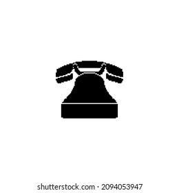 Retro Phone And Handset Icon. Pixel Art Style. Phone Sign. Call Button. 8-bit. Old School Computer Graphic Design. Isolated Vector Illustration.