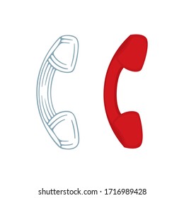 Retro phone handsets vector illustrations set. Vintage handsets hand drawn and color graphics. Part of set.
