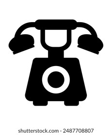 Retro phone icon. Black icon isolated on white background.