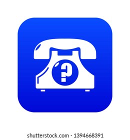 Retro phone icon blue vector isolated on white background