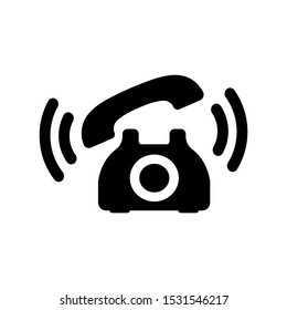 Retro Phone Icon In Flat Style. Ringing Telephone Symbol Isolated On White Background. Simple Phone Sign In Black. Vector Illustration For Graphic Design, Web, UI, App