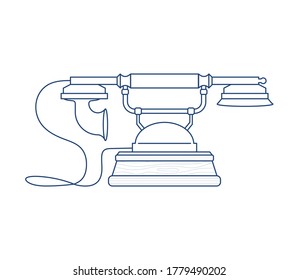 Retro Phone icon isolated on white background. Vintage Telephone in outline modern design. Flat Art Vector Illustration