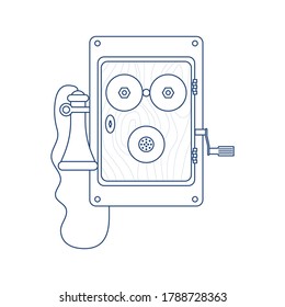 Retro Phone icon isolated on white background. Vintage Telephone in outline modern design. Flat Art Vector Illustration