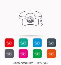 Retro phone icon. Old telephone sign.