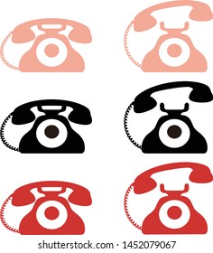 Retro Phone Icon Set Vector Illustration Japanese Product