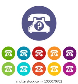 Retro phone icons color set vector for any web design on white background