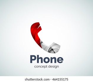 Plantilla de logotipo de teléfono retro, icono de negocios con brillo geométrico abstracto
