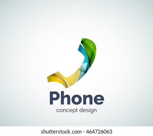 Retro phone logo template, abstract geometric glossy business icon