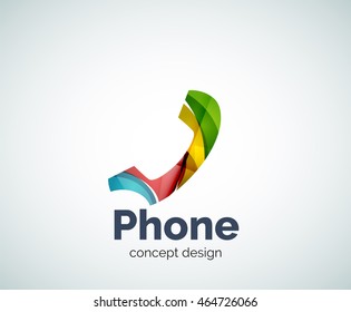 Retro phone logo template, abstract geometric glossy business icon