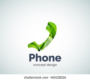 Plantilla de logotipo de teléfono retro, icono de negocios con brillo geométrico abstracto