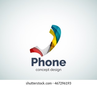 Retro phone logo template, abstract geometric glossy business icon