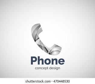Plantilla de logotipo de teléfono retro, icono de negocios con brillo geométrico abstracto