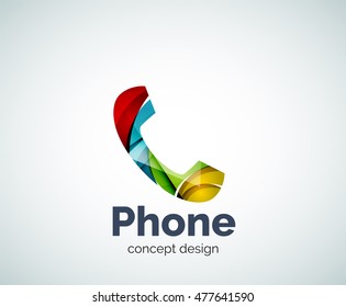 Retro phone logo template, abstract geometric glossy business icon