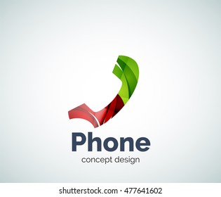 Retro phone logo template, abstract geometric glossy business icon